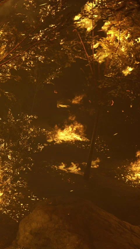 Wildfire engulfs forest landscape in dramatic display of power and destruction Vídeos de archivo 335234416