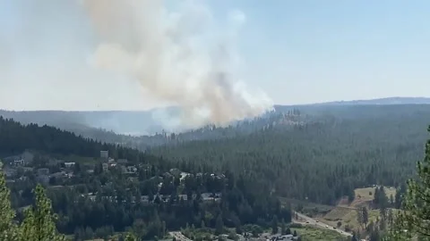 Wildfire Erupts Off Cheney Spokane Rd In Washington, USA Prompts Evacuation... Stock Footage 247497632