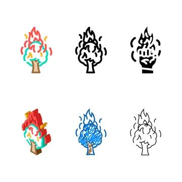 Wildfire fire color icon vector modern イラスト素材