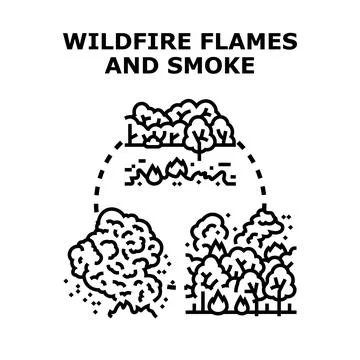 Wildfire flames and smoke concept vector illustration Stock Illustration