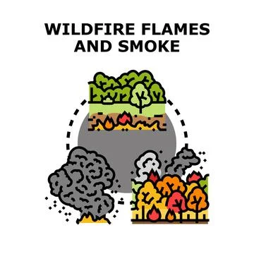 Wildfire flames and smoke concept vector illustration Stock Illustration