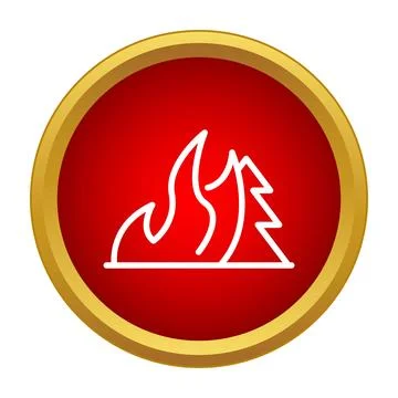 Wildfire icon showing burning tree in red warning circle イラスト素材
