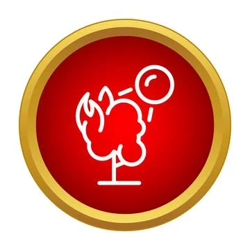 Wildfire icon showing tree burning under sun 스톡 일러스트