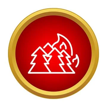 Wildfire icon showing trees burning in forest Stock Illustration
