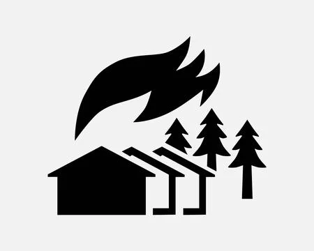 Wildfire Icon Wild Forest Fire Burn Burning Flames Engulf Disaster Icon Vector 库存插图