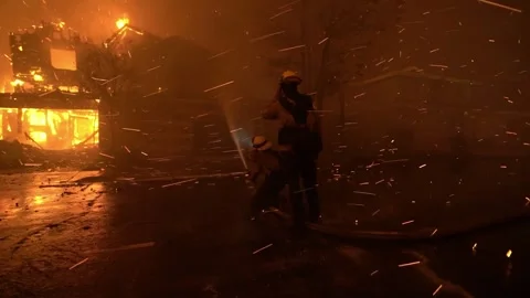 Wildfire, La, Fire Fighters, Burning Stock Footage 300241682