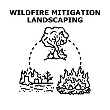 Wildfire mitigation landscaping preventing fire hazard planning Stock-Illustration
