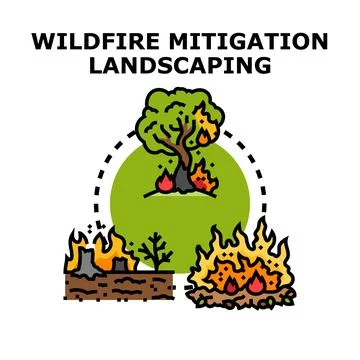 Wildfire mitigation landscaping preventing fire hazard planning Stock Illustration
