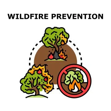 Wildfire prevention protecting environment forest fire safety Stock-Illustration