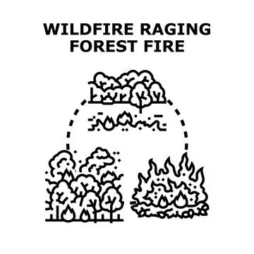 Wildfire raging forest fire disaster concept icon 스톡 일러스트