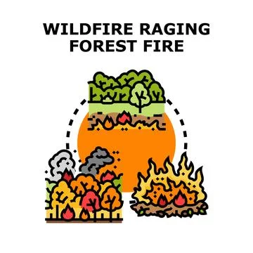 Wildfire raging forest fire disaster concept icon Stock Illustration