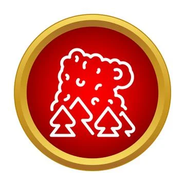 Wildfire raging over trees warning icon 스톡 일러스트