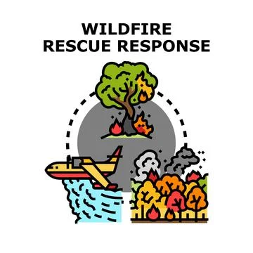 Wildfire rescue response action fighting forest fire Stock-Illustration