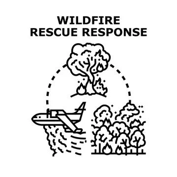 Wildfire rescue response action fighting forest fire Stock Illustration