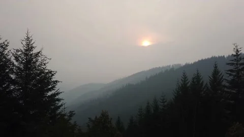 Wildfire Smoke and sunset - Rough Patch Complex Smoke Stock Footage 160315647