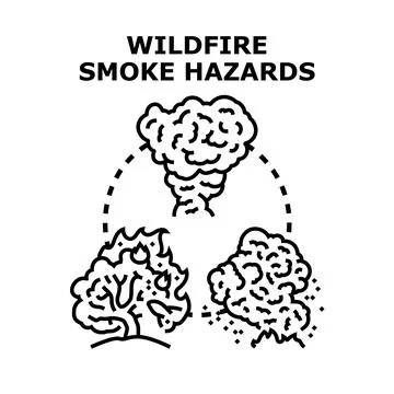 Wildfire smoke hazards concept detecting environmental pollution Stock Illustration