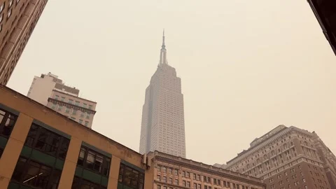 Wildfire Smoke in Manhattan Empire State Building New York City Stock Video 4K Stock Footage 243225011