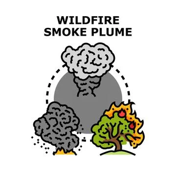 Wildfire smoke plume cycle concept vector illustration Stock Illustration