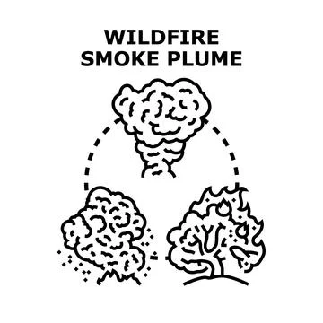 Wildfire smoke plume cycle concept vector illustration Stock Illustration
