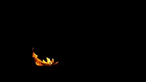 Wildfire Style Ground Flame Compositing Element on black screen Stock Footage 324943304