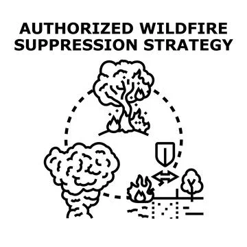 Wildfire suppression strategy protecting landscape and ecosystem Stock Illustration