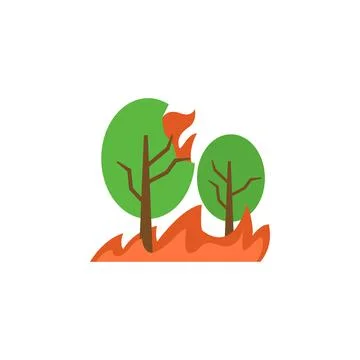 Wildfire, tree, fire icon. Simple line, outline vector of wildfires icons for ui Stock Illustration