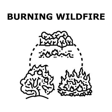 Wildfire vector icon depicting forest burning Stock Illustration