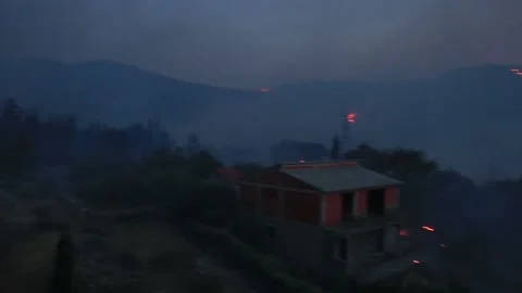 Wildfire in the village Sequence 360 degree rotation Stock Footage 133962855