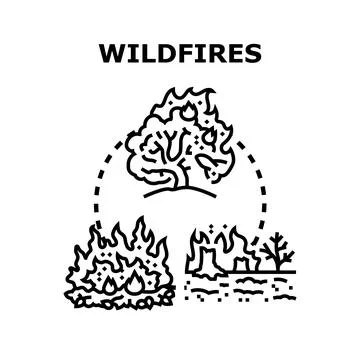Wildfires destroying forests and ecological environments concept Stock Illustration
