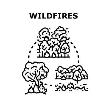 Wildfires destroying natural environment causing pollution disaster Stock Illustration