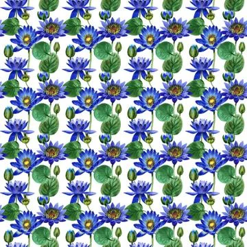 Wildflower blue lotus flower pattern in a watercolor style isolated Illustrazione stock