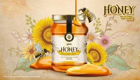 Wildflower honey ads Stock Illustration