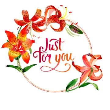 Wildflower leopard lily flower frame in a watercolor style isolated Illustrazione stock