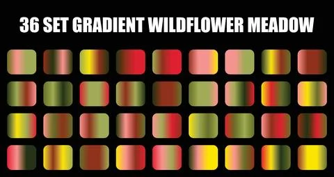 Wildflower meadow gradient set with vibrant floral color swatches and natural 스톡 일러스트