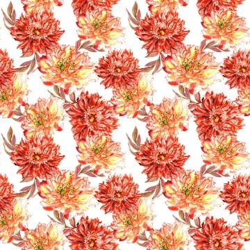 Wildflower peony flower pattern in a watercolor style isolated Illustrazione stock