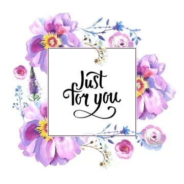Wildflower rose flower frame in a watercolor style isolated Stock Illustration
