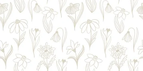 Wildflower silhouette seamless pattern Vector graphic イラスト素材