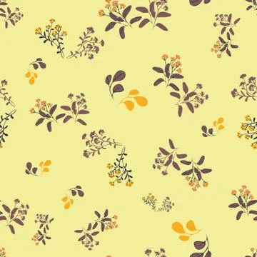 Wildflowers meadow seamless vector pattern Stock Illustration
