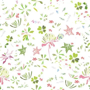 Wildflowers seamless pattern. Handwork. Vector illustration Stock Illustration