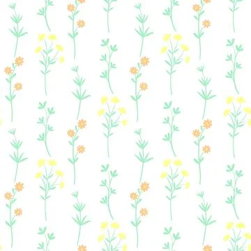 Wildflowers seamless pattern vector illustration Stock Illustration