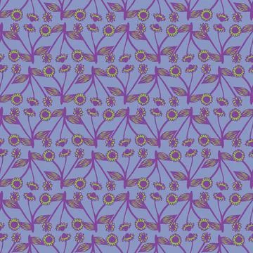 A wildflowers seamless vector pattern in purple Stock Illustration