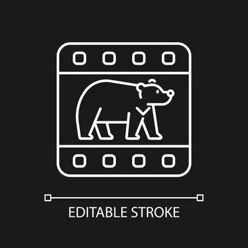 Wildlife documentary white linear icon for dark theme Stock Illustration