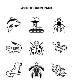 Wildlife DuoTone Vector Icons Pack 스톡 일러스트