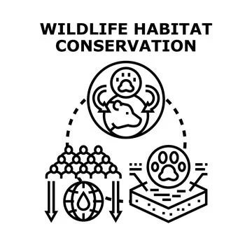 Wildlife habitat conservation vector concept protecting ecosystem Stock Illustration