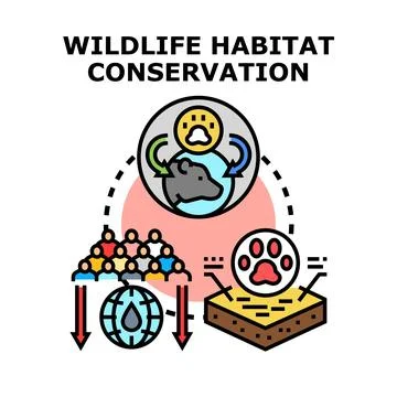 Wildlife habitat conservation vector concept protecting ecosystem Stock Illustration
