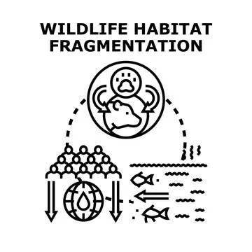 Wildlife habitat fragmentation causing ecosystem imbalance concept Stock Illustration
