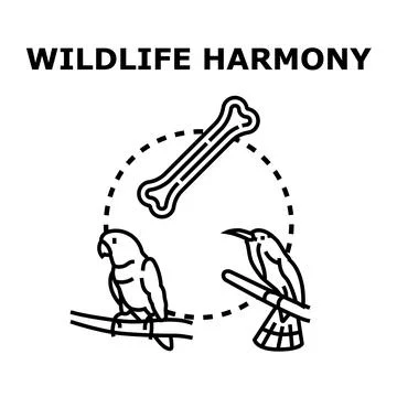 Wildlife harmony concept balancing different animal species Stock Illustration