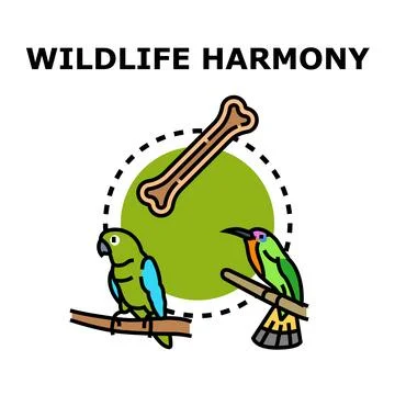 Wildlife harmony concept balancing different animal species Stock Illustration