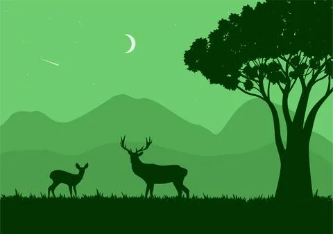 Wildlife landscape vector Stock Illustration