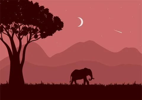 Wildlife landscape vector Illustrazione stock